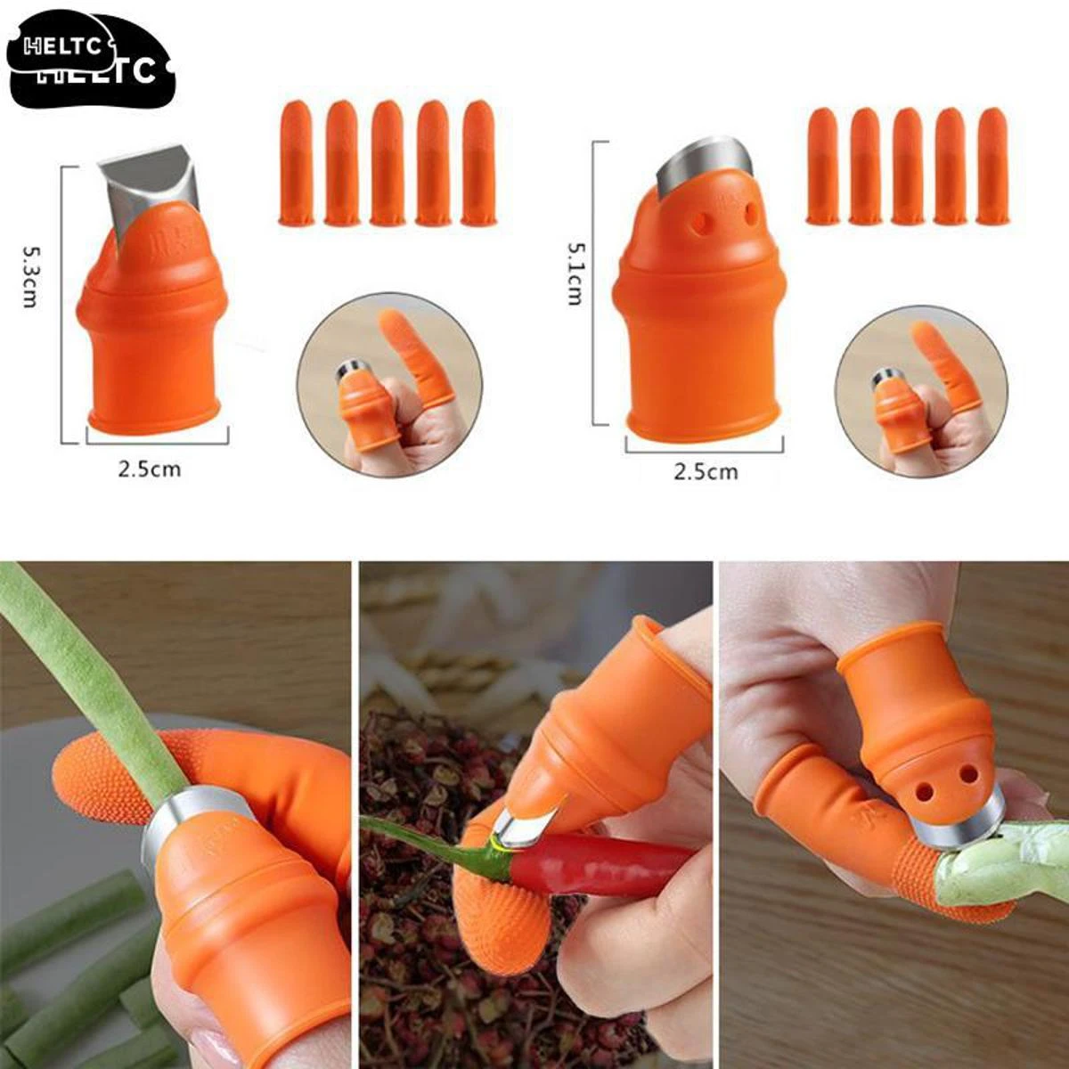 Silicone Vegetable And Fruits Thumb Cutter Finger cutter 5 in 1