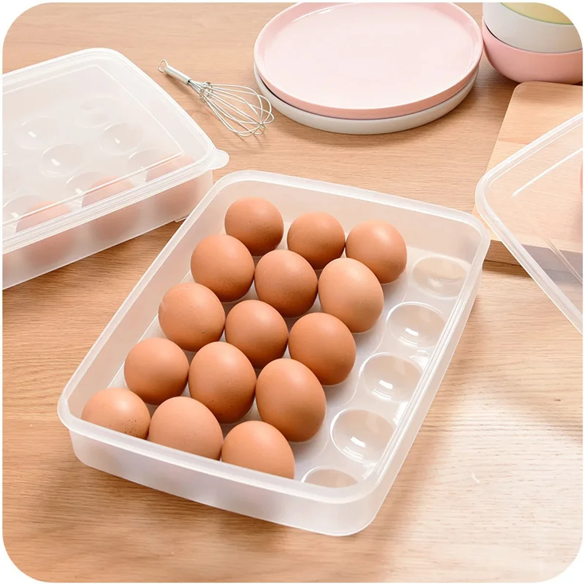 New 20/34 Grid Egg Storage Box Kitchen Refrigerator Egg Box with Lid Fresh-keeping Case Household Plastic Fresh-keeping Box