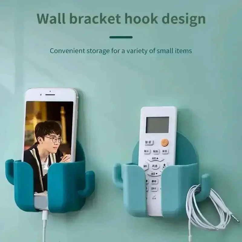 Wall Mobile Phone Holder Plug Phone Charging Stand Remote Control Storage Box Bracket Punch-Free Mounted Organizer Holders - Image 3