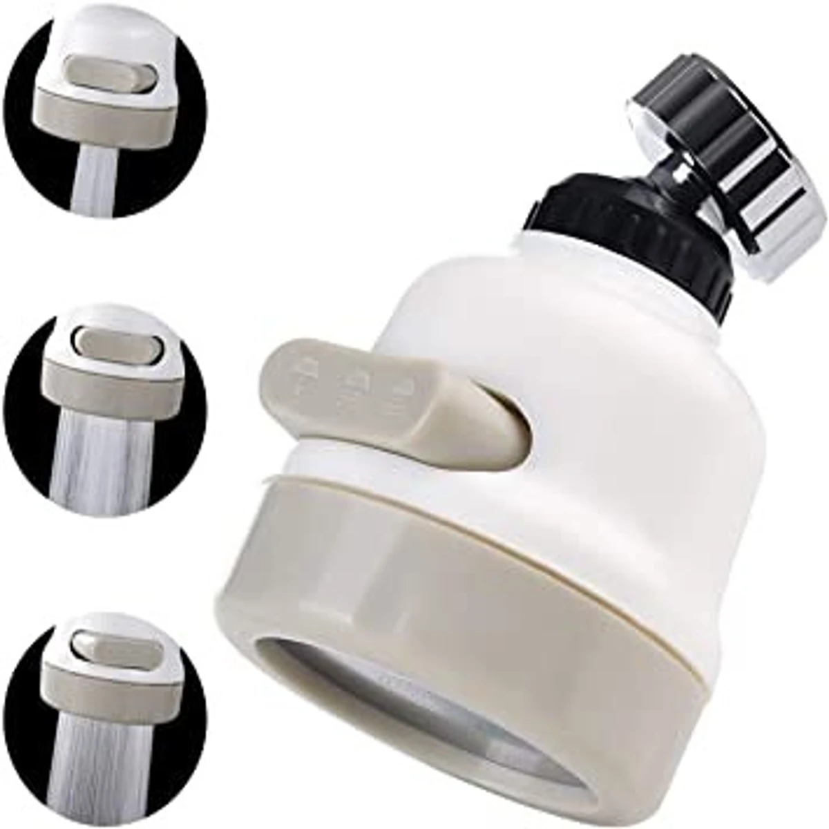 Movable Kitchen Tap Head | 360° Rotatable Water Spray ABS Sink Faucet Spray Head Tap | Splash Filter Water Saving Pressurization Nozzle Bubbler Connector | 3 Modes Adjustmen - Image 5