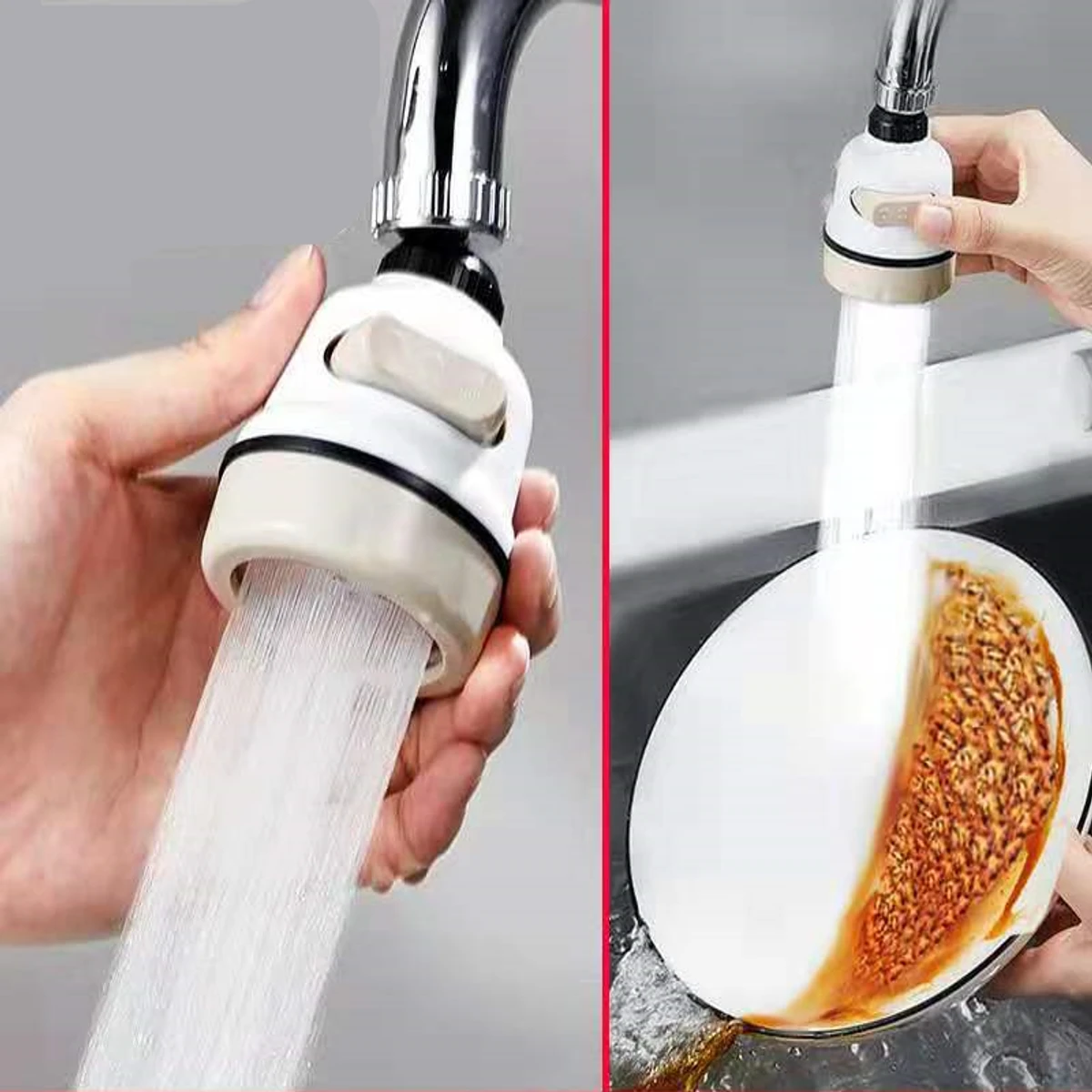 Movable Kitchen Tap Head | 360° Rotatable Water Spray ABS Sink Faucet Spray Head Tap | Splash Filter Water Saving Pressurization Nozzle Bubbler Connector | 3 Modes Adjustmen