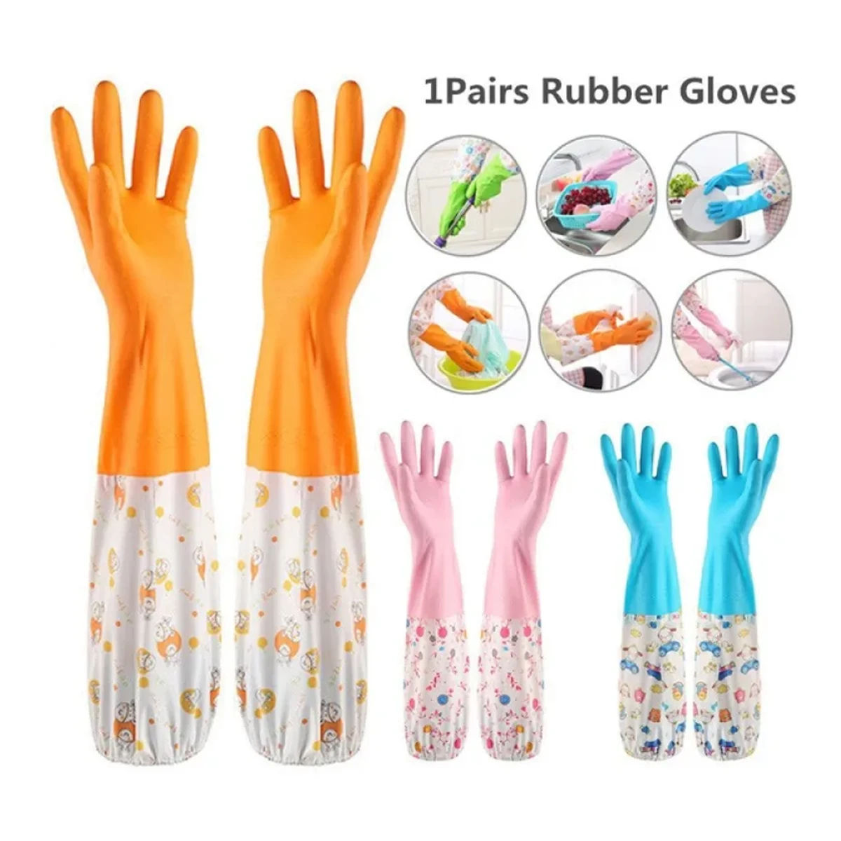 Dish Washing Kitchen Hand Gloves Silicon - Multicolor - Image 6