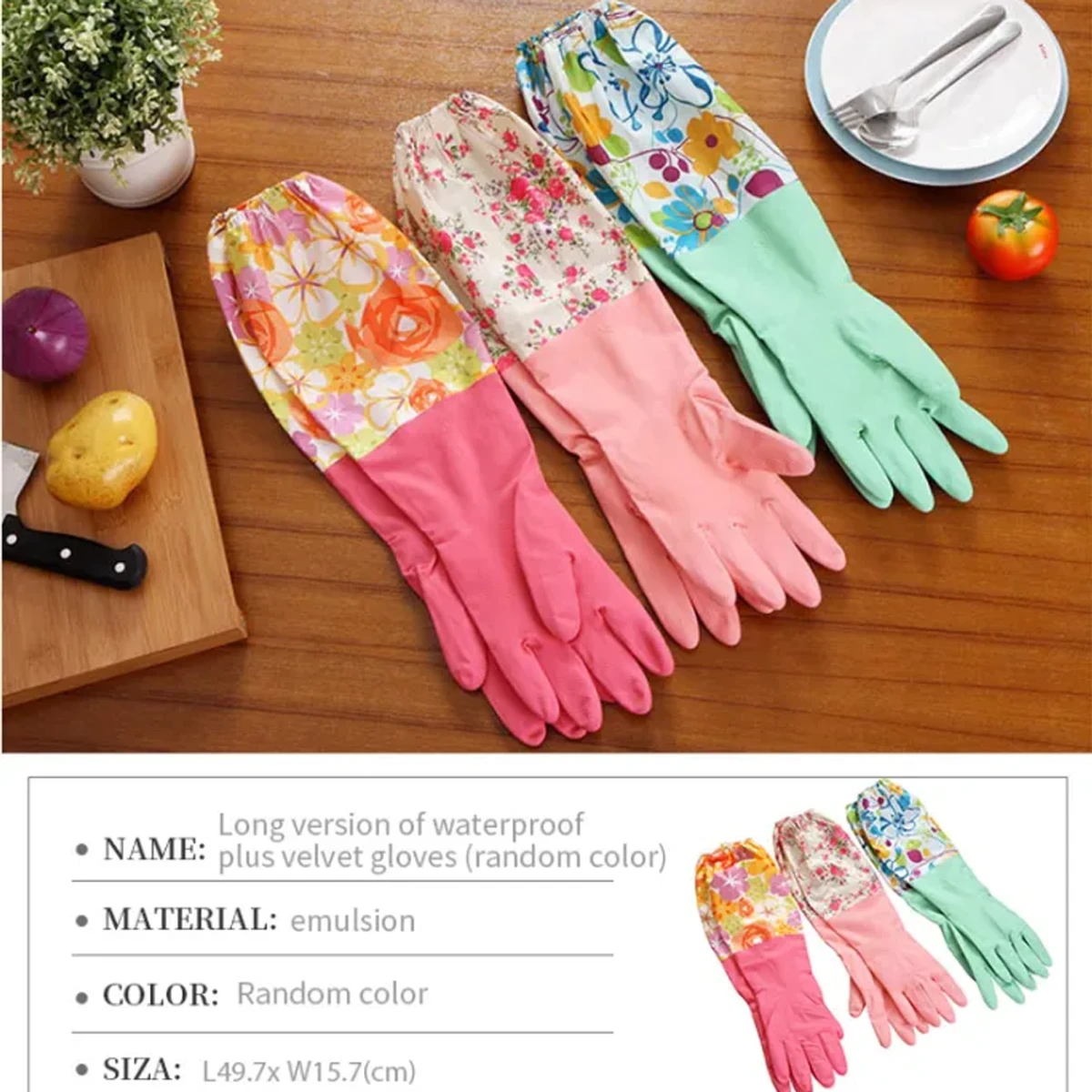 Dish Washing Kitchen Hand Gloves Silicon - Multicolor - Image 5