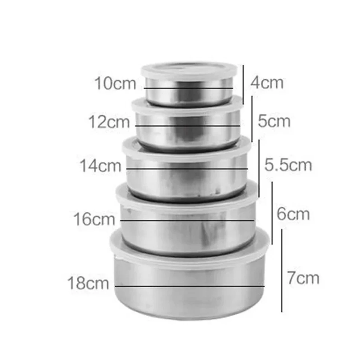 5 pcs set stainless steel food box - 5 পিসের বাটি সেট - Image 7