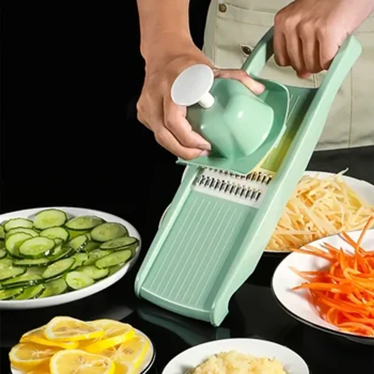 Kitchen 5 in 1 Stainless Steel Multifunctional Safe Manual Vegetable Slicer Cutter Potato Shredders Garlic Carrot Grater Chopper - Image 3