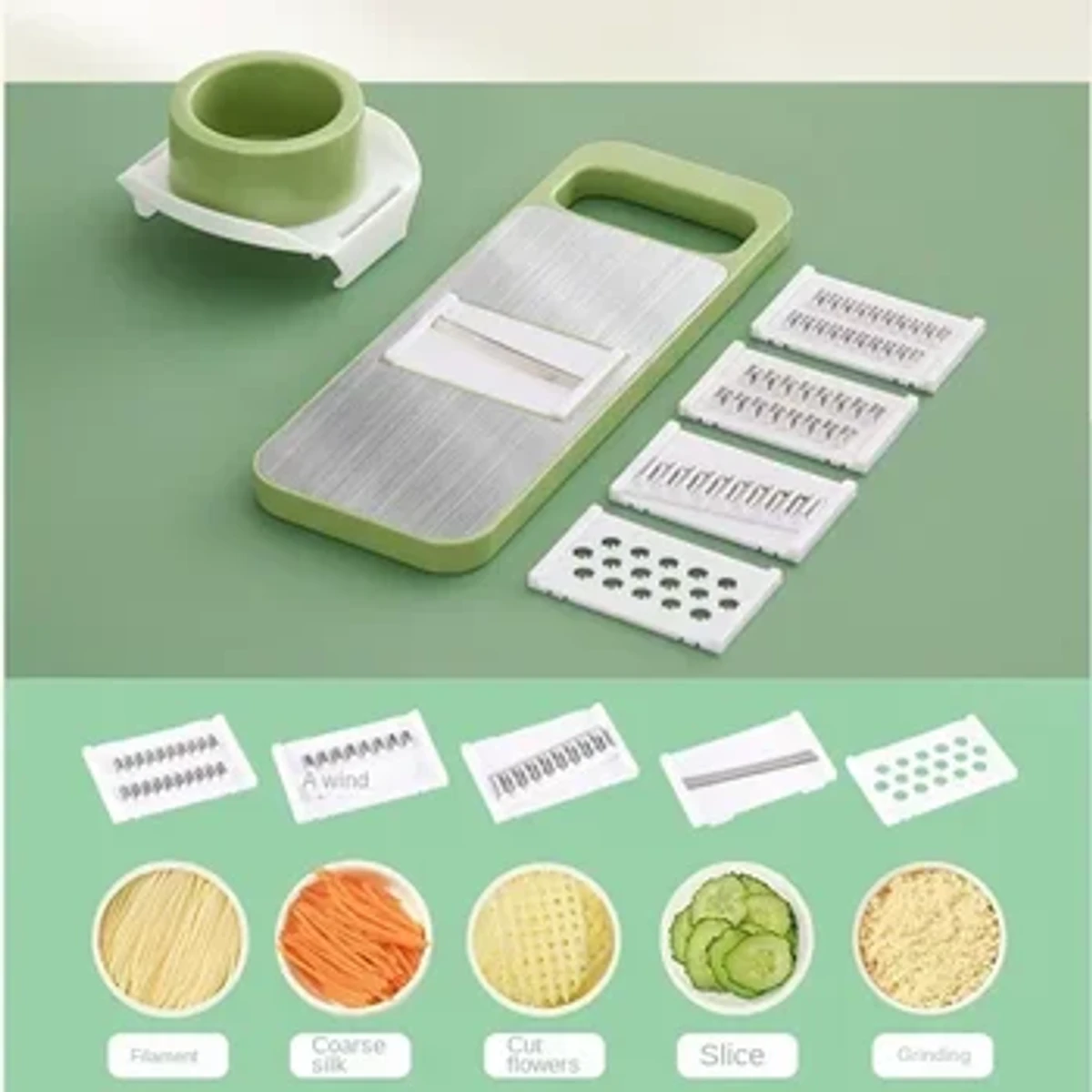 Kitchen 5 in 1 Stainless Steel Multifunctional Safe Manual Vegetable Slicer Cutter Potato Shredders Garlic Carrot Grater Chopper - Image 4