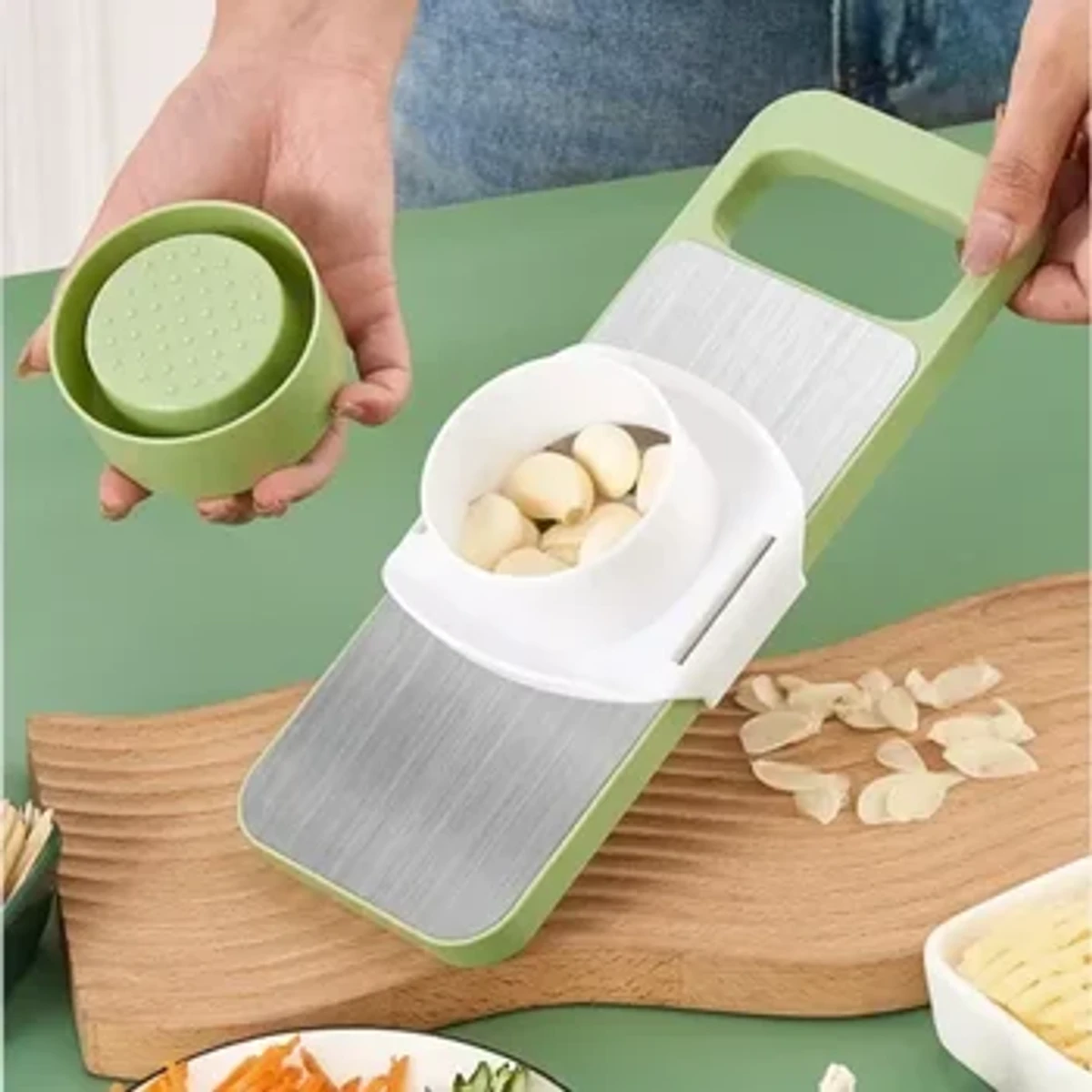 Kitchen 5 in 1 Stainless Steel Multifunctional Safe Manual Vegetable Slicer Cutter Potato Shredders Garlic Carrot Grater Chopper