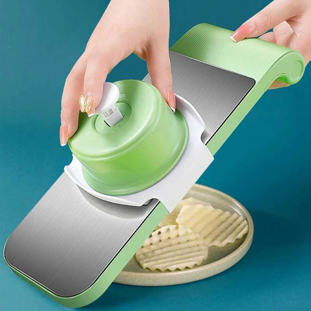 Kitchen 5 in 1 Stainless Steel Multifunctional Safe Manual Vegetable Slicer Cutter Potato Shredders Garlic Carrot Grater Chopper - Image 6