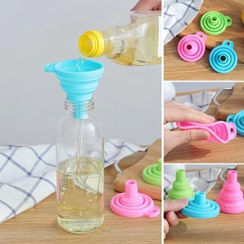 Novelty Silicone Folding Funnel Telescopic Long Collapsible Style Funnels For Household Liquid Dispensing Kitchen Gadget