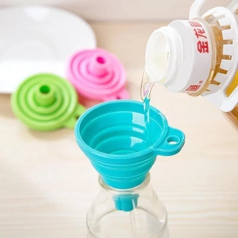 Novelty Silicone Folding Funnel Telescopic Long Collapsible Style Funnels For Household Liquid Dispensing Kitchen Gadget