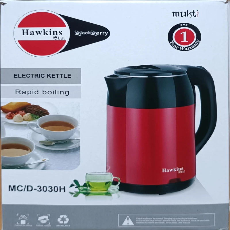 Prestige Hawkins Electric Kettle 2L - Stainless Steel Body, 1500W Power - MC/2929P/D-2928 - Voltage: 220V, Frequency: 50Hz