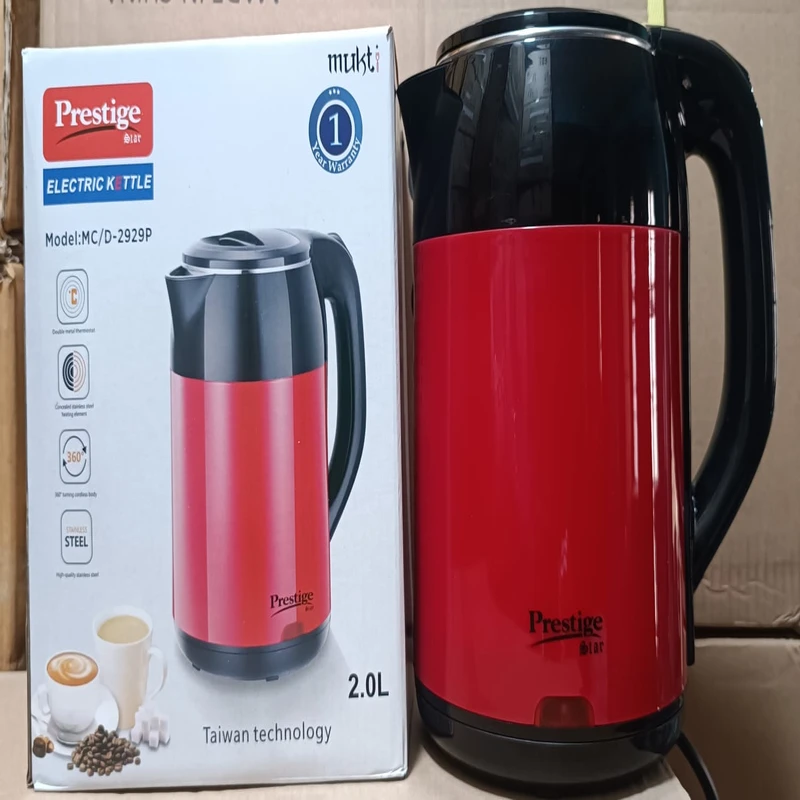 Prestige Hawkins Electric Kettle 2L - Stainless Steel Body, 1500W Power - MC/2929P/D-2928 - Voltage: 220V, Frequency: 50Hz