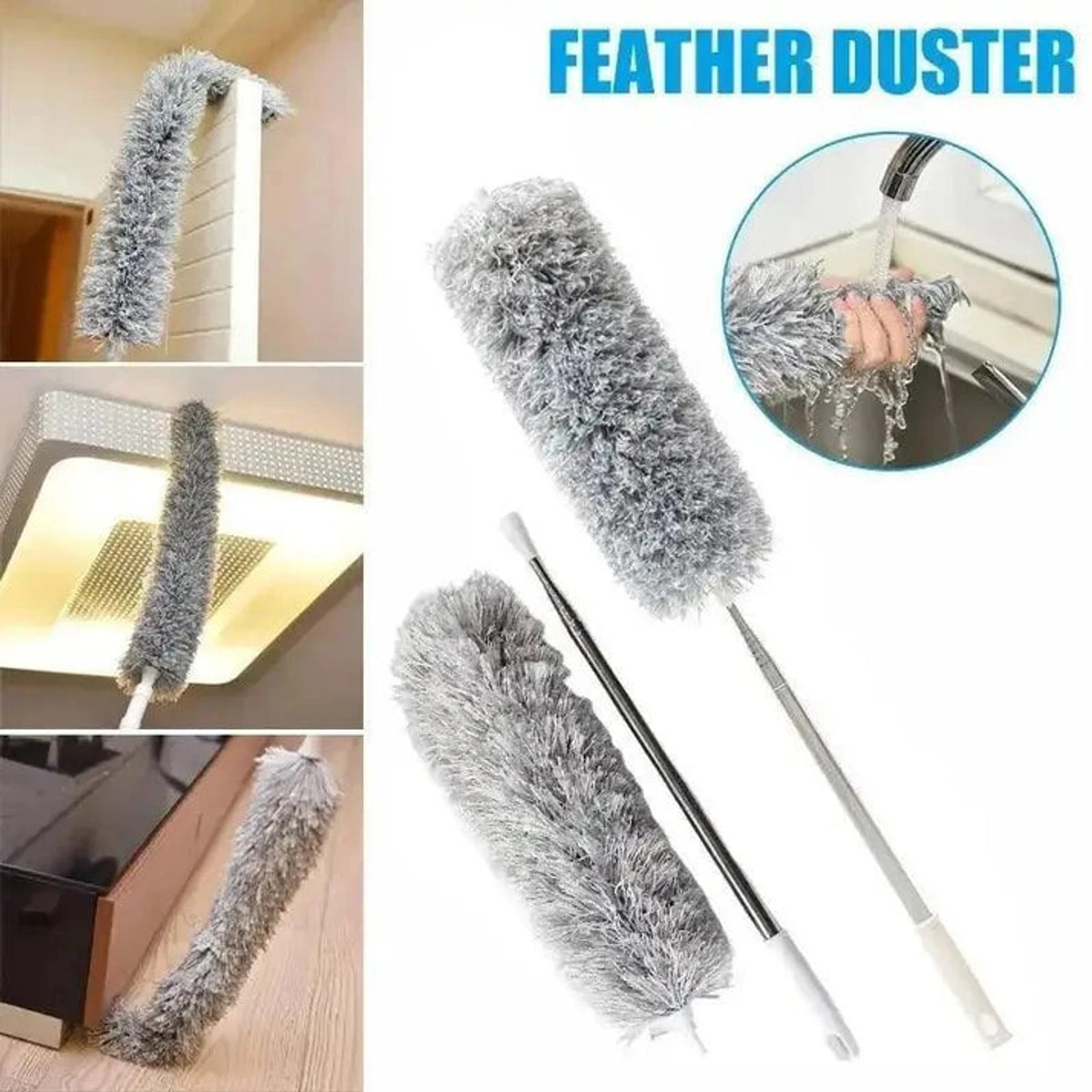 Microfiber Feather Long Duster Dusting Brush 9 Feet - লম্বা ডাস্টার ৯ ফিট - Image 3