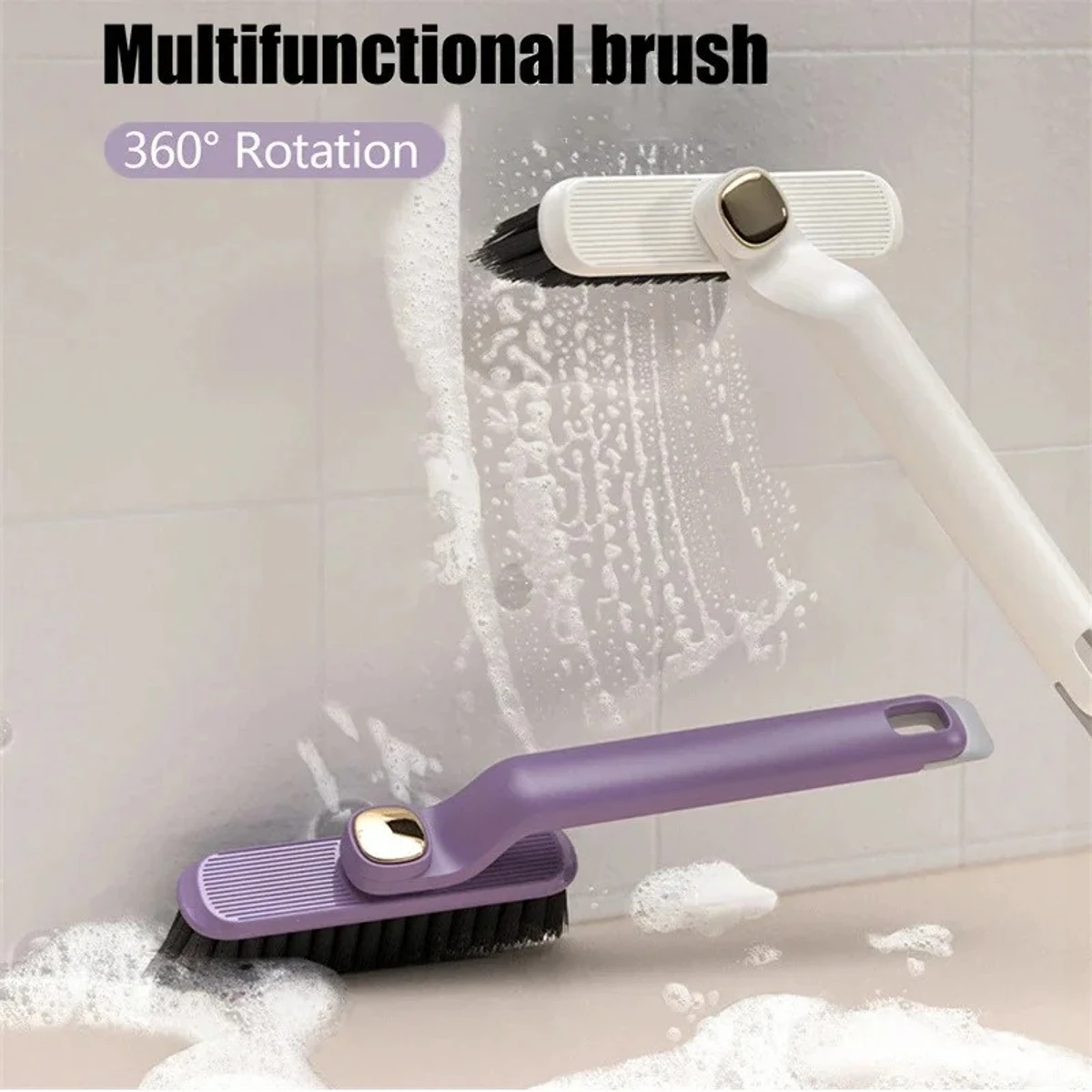 Multi-Function Rotating Crevice Cleaning Brush Hand-held 360° Rotating Corners Cleaning Tool for Bathroom Kitchens Tile Floors