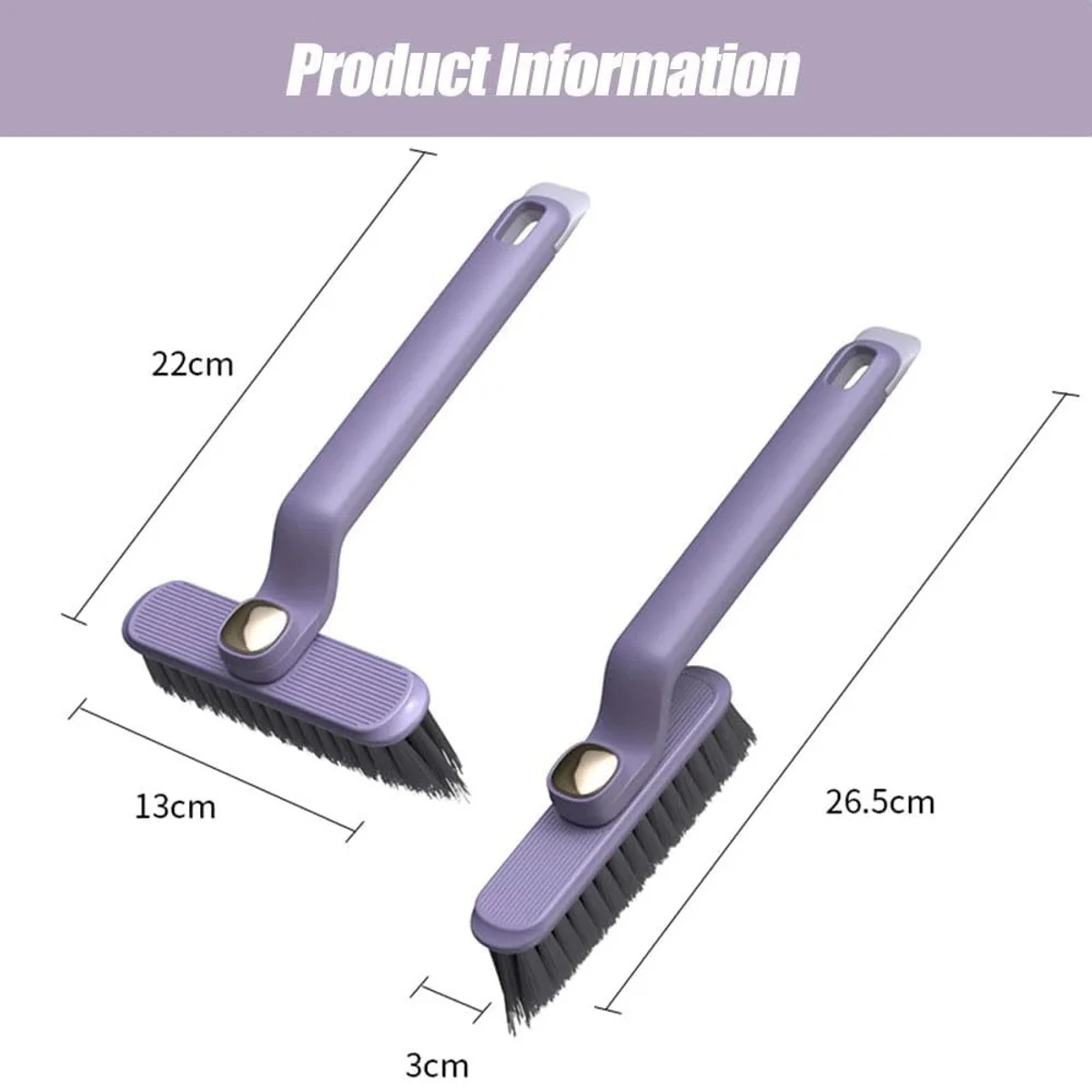 Multi-Function Rotating Crevice Cleaning Brush Hand-held 360° Rotating Corners Cleaning Tool for Bathroom Kitchens Tile Floors - Image 3