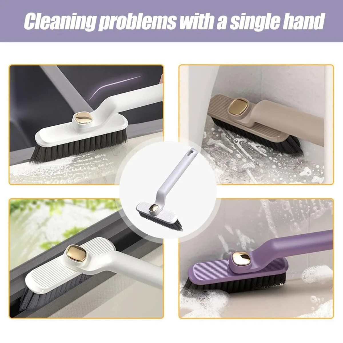 Multi-Function Rotating Crevice Cleaning Brush Hand-held 360° Rotating Corners Cleaning Tool for Bathroom Kitchens Tile Floors - Image 5