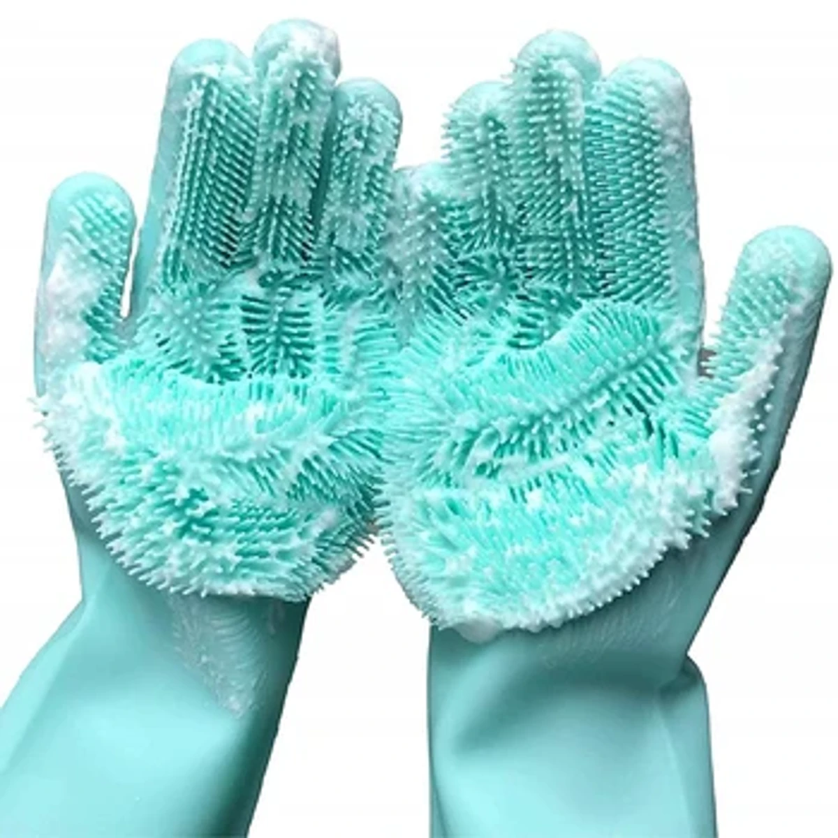 1 Pair of Silicone Cleaning Gloves Dishwashing Multifunctional Household Magic Cleaning Silicone Gloves With Brush Kitchen Tools - Image 3