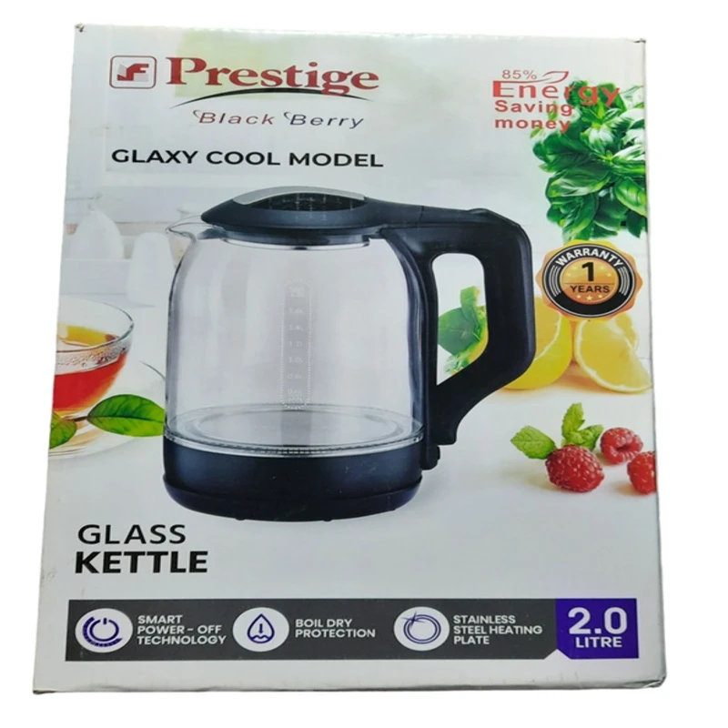 Prestige Crystal Glass Electric Kettle 2.0 Litre With Led Lights, Heat Resistant with On/Off Switch 1500 Watt