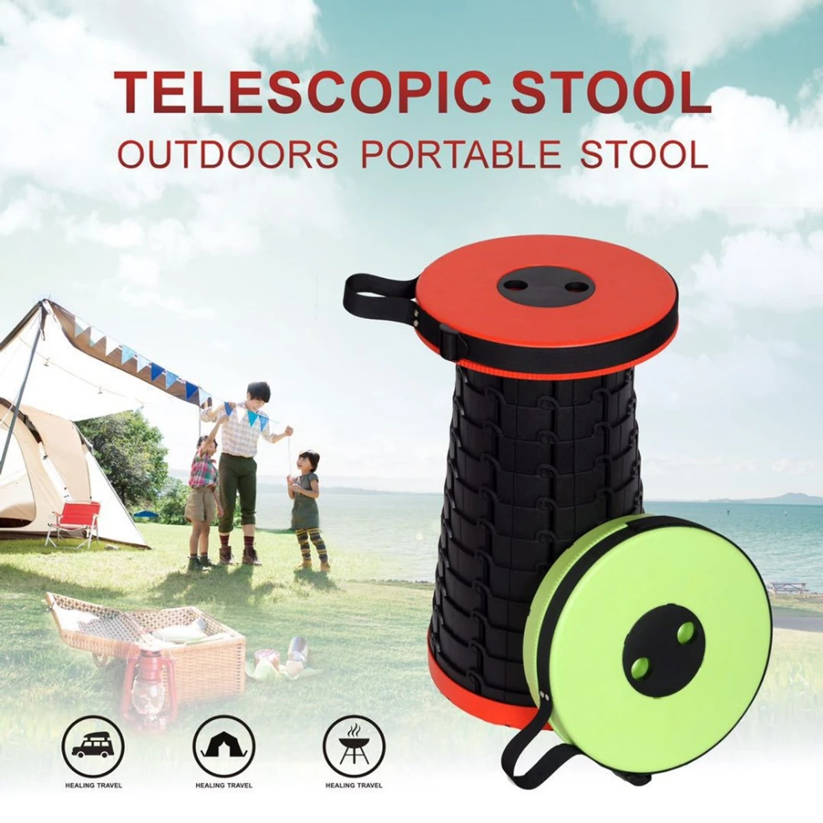 Portable Retractable Stool Camping Folding Chair Outdoor Furniture Collapsible Pop Up Telescoping Stool Travel fishing Seat - Image 4