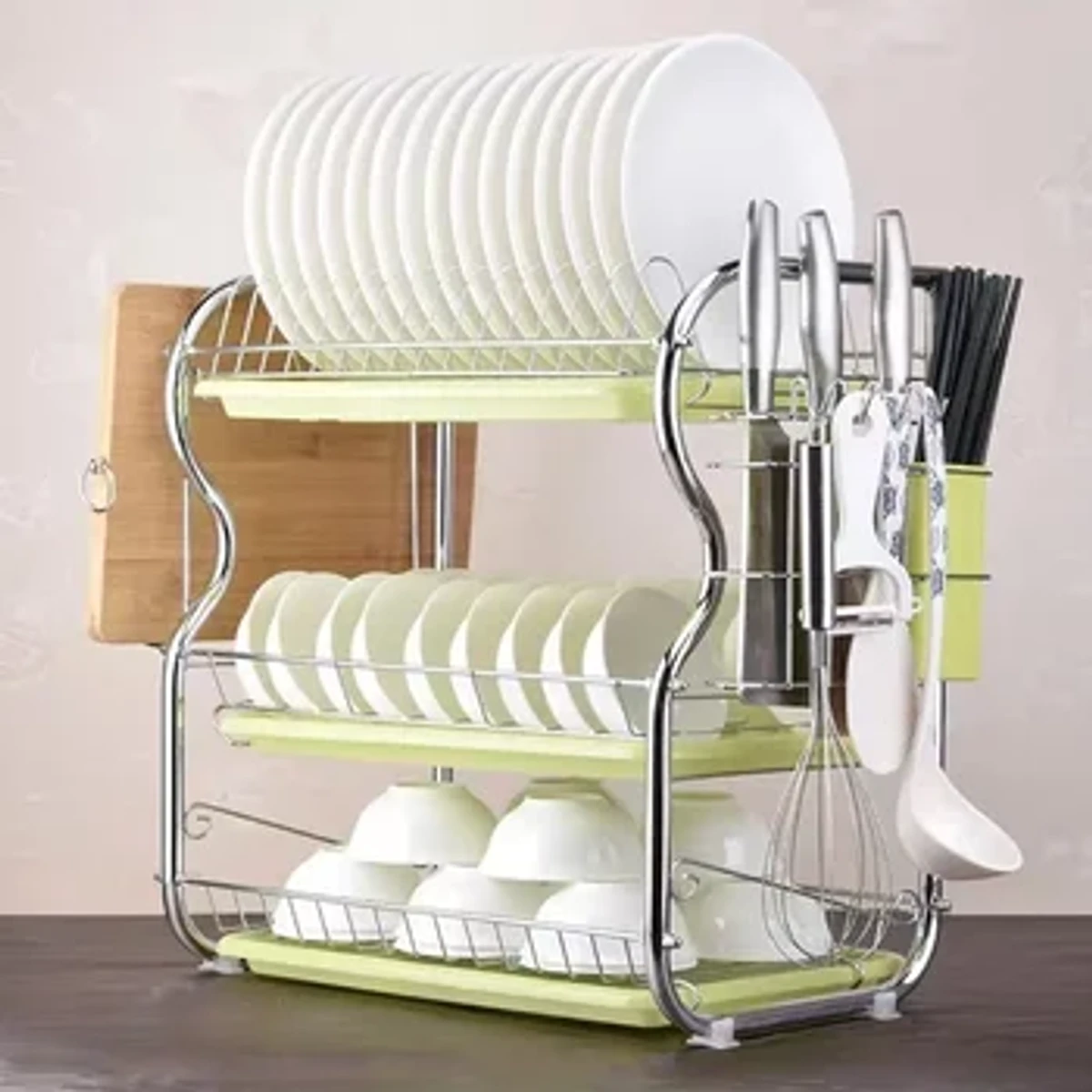 3 Tiers Dish Drainer Stainless Kitchen Dish Rack Storage Shelf Washing Holder Basket Plated Knife Sink Drying Organizer Tools