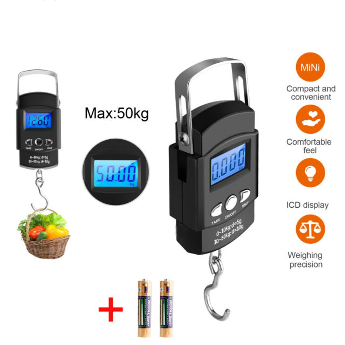 Digital Hanging Weight Scale-Weiheng, Electronic Portable LCD Digital Scale - Weight Machine Digital